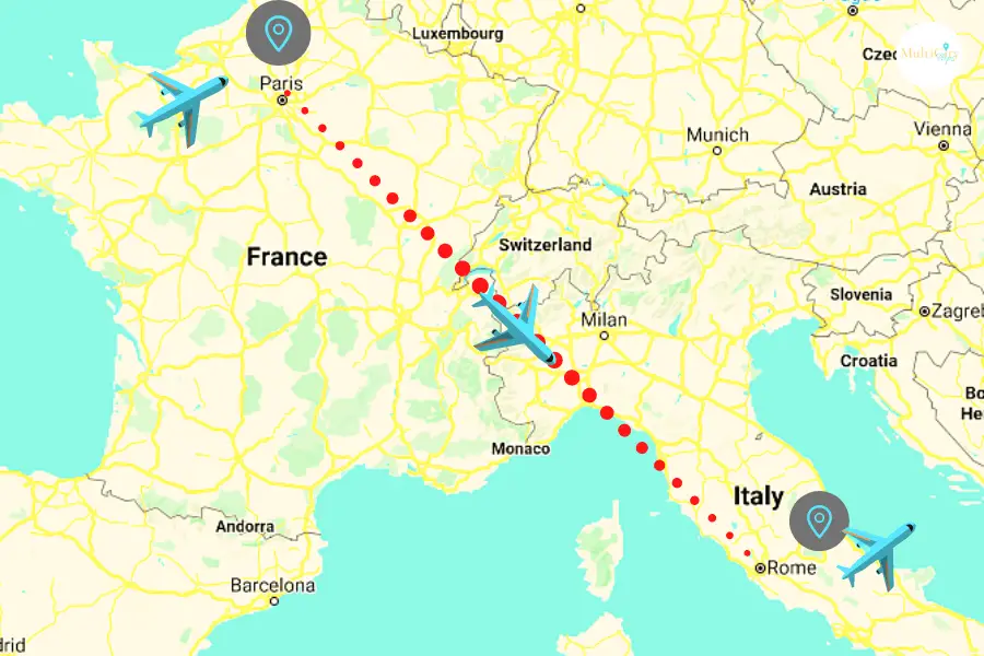 travel time from rome to paris
